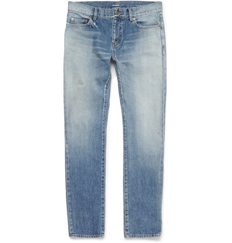 skinny fit faded washed denim jeans