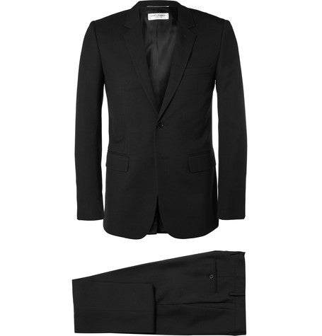 black slim fit virgin wool twill suit