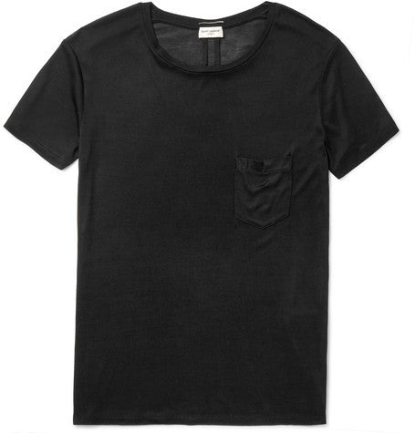 slim fit washed silk jersey t shirt