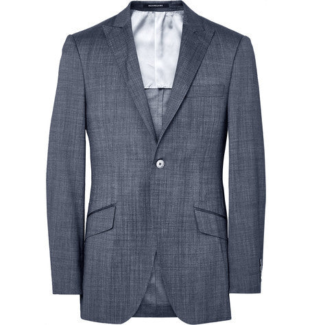 blue seishin slim fit wool and silk blend suit jacket