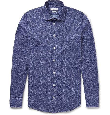 slim fit printed stretch cotton poplin shirt