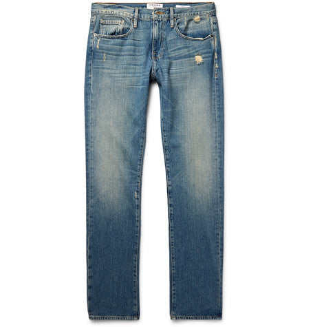 l homme slim fit distressed denim jeans