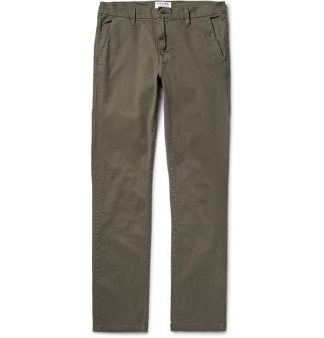 l homme slim fit stretch cotton twill chinos