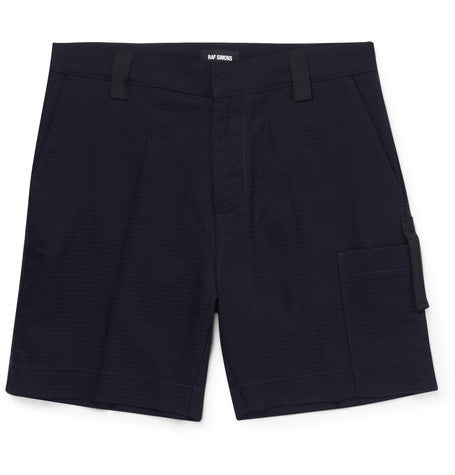 stretch cotton and wool blend jacquard shorts