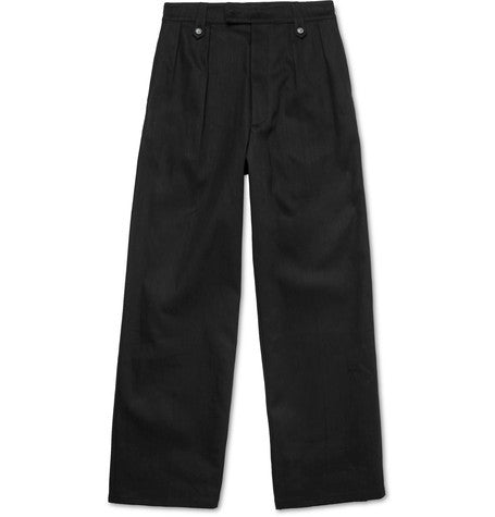 wide leg cotton blend trousers