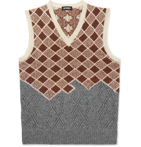 jacquard knit lambswool blend sweater