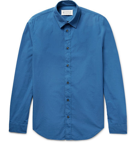 slim fit garment dyed cotton poplin shirt