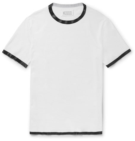 slim fit rubber trimmed cotton t shirt