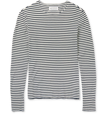 striped waffle knit cotton t shirt