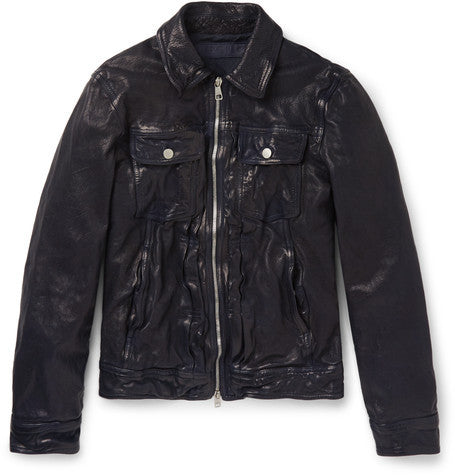 archive washed leather jacket
