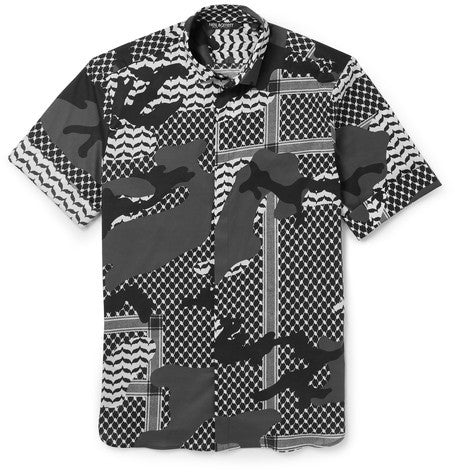 slim fit printed stretch cotton shirt