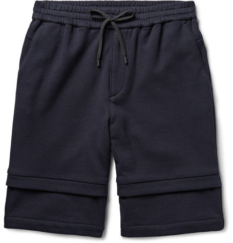 layered effect loopback cotton jersey shorts