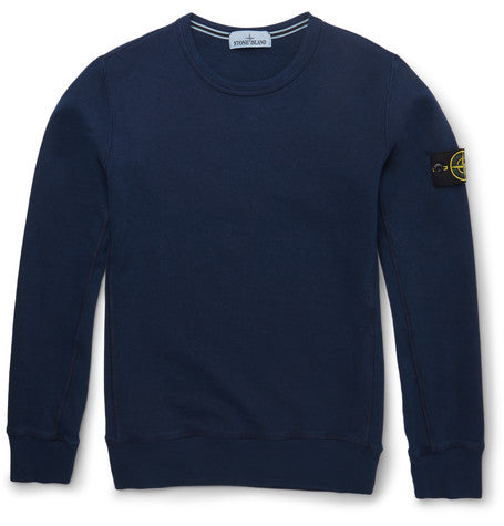 slim fit fleece back cotton sweater