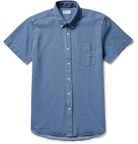 esquina slim fit washed denim shirt