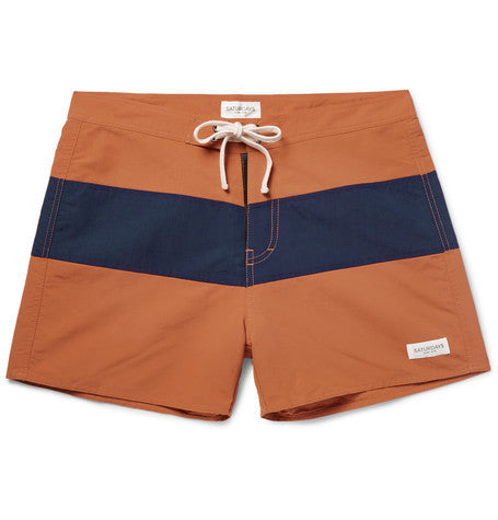 grant mid length striped shell swim shorts