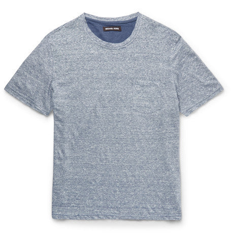 slim fit melange linen and cotton blend t shirt