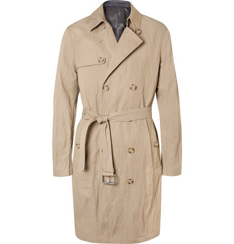double breasted twill trench coat