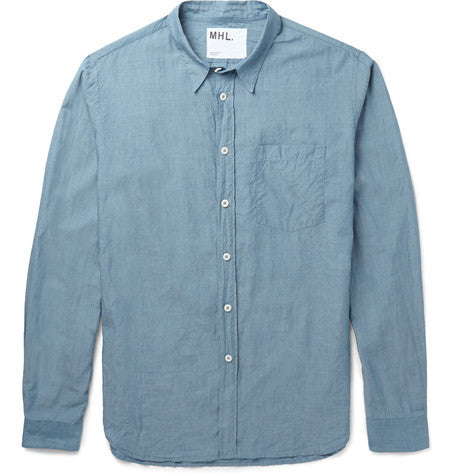 mhl slim fit cotton chambray shirt