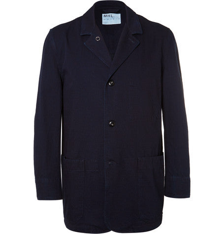mhl indigo dyed denim blazer