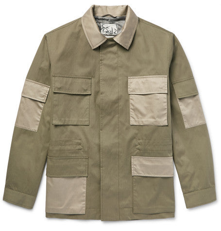 colour block cotton field jacket