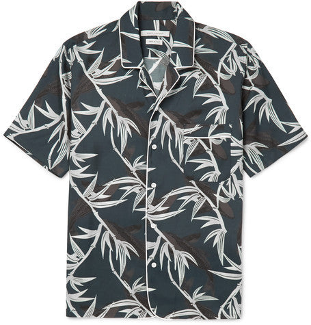 bamboo print crepe shirt