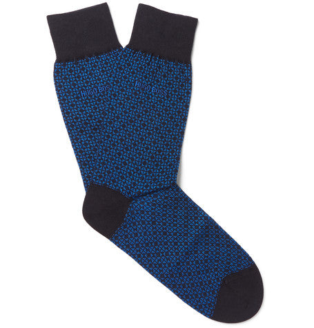 patterned cotton and silk blend jacquard socks