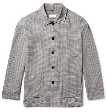 watkins checked wool and linen blend shirt jacket