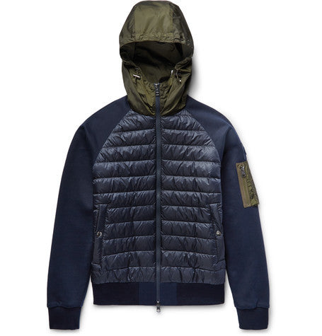 shell and loopback cotton jersey hooded down jacket