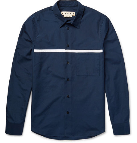 slim fit appliqued cotton poplin shirt