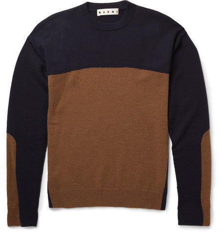slim fit colour block cashmere sweater