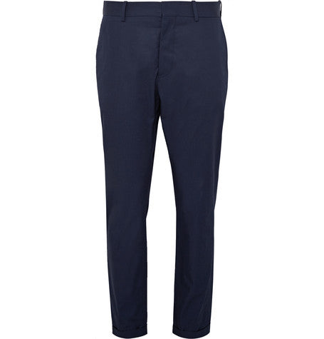 slim fit cropped brushed cotton trousers