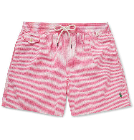 traveler striped seersucker swim shorts