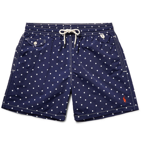 traveler mid length polka dot swim shorts
