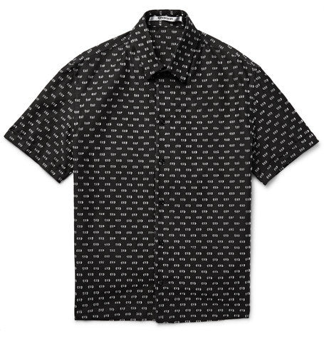 slim fit cotton blend dobby shirt