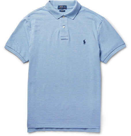 slim fit melange cotton pique polo shirt