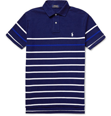 striped cotton pique polo shirt