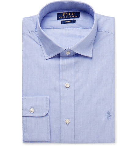 blue slim fit cotton poplin shirt