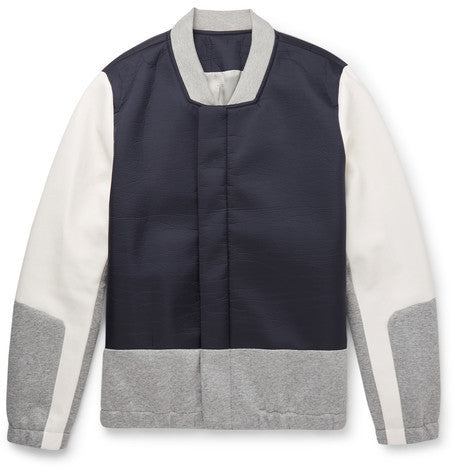 leather and shell bomber jacket