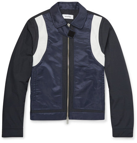 slim fit leather trimmed shell jacket