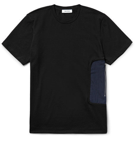 shell panelled cotton jersey t shirt