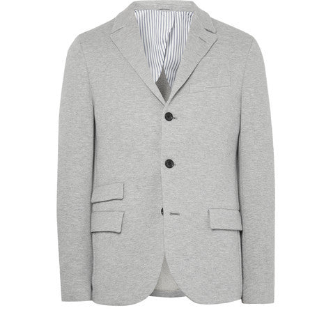 grey slim fit loopback cotton blend jersey blazer