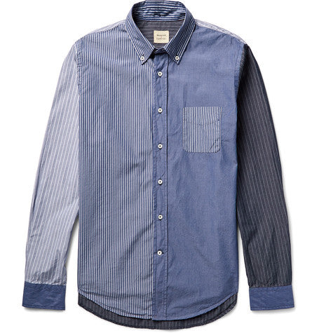 slim fit panelled cotton poplin shirt