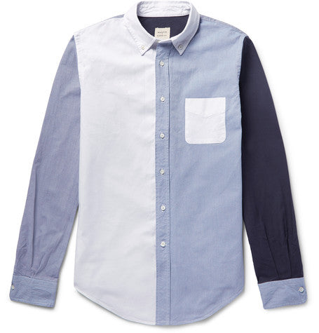 slim fit colour block cotton oxford shirt