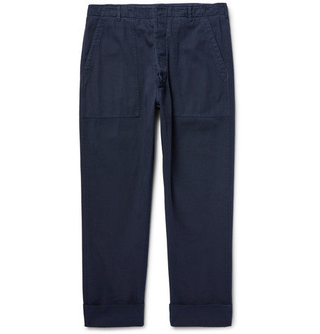 cropped stretch cotton trousers