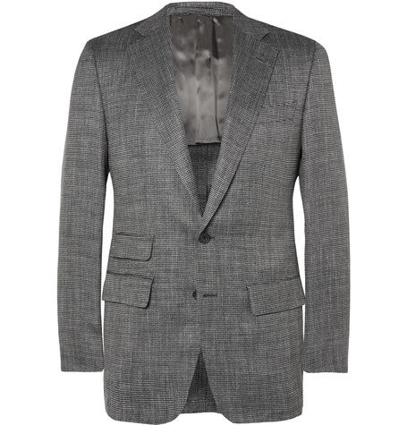 grey slim fit wool  silk and linen blend suit jacket