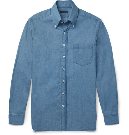 button down collar denim shirt