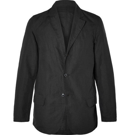 black washed linen and cotton blend blazer