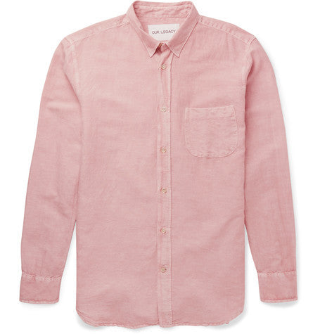 slim fit linen and cotton blend shirt