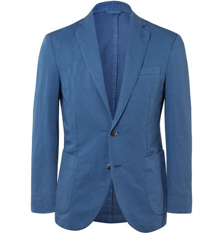 slim fit cotton and linen blend blazer