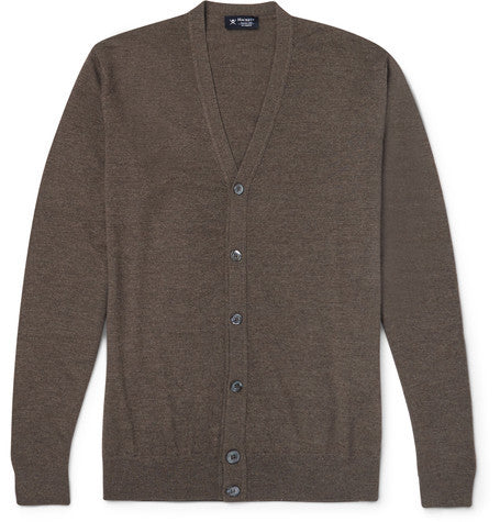 elbow patch merino wool cardigan